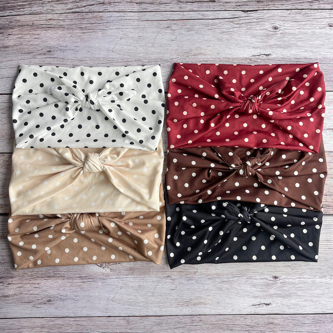 Polka Dot Headband Wide Elastic Bow Hairband Retro N6F073