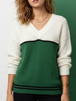 Load image into Gallery viewer, V-Neck Loose Fit Knit Pullover Women Fall Winter N6G181