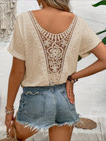 Load image into Gallery viewer, Multicolor Knit Jacquard Embroidery Hollow Raglan Tee N5A971