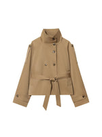 Load image into Gallery viewer, Solid Stand Collar Belted Jacket Women Long Sleeve N6G165