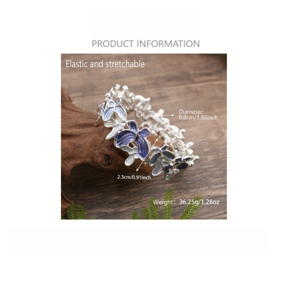 Enamel Butterfly Diamond Alloy Stretch Bangle  N6F287