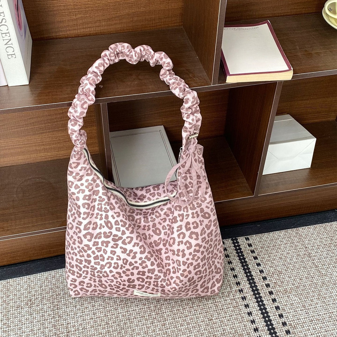 Women's Leopard Suede-Feel Dumpling Tote Bag N6J190