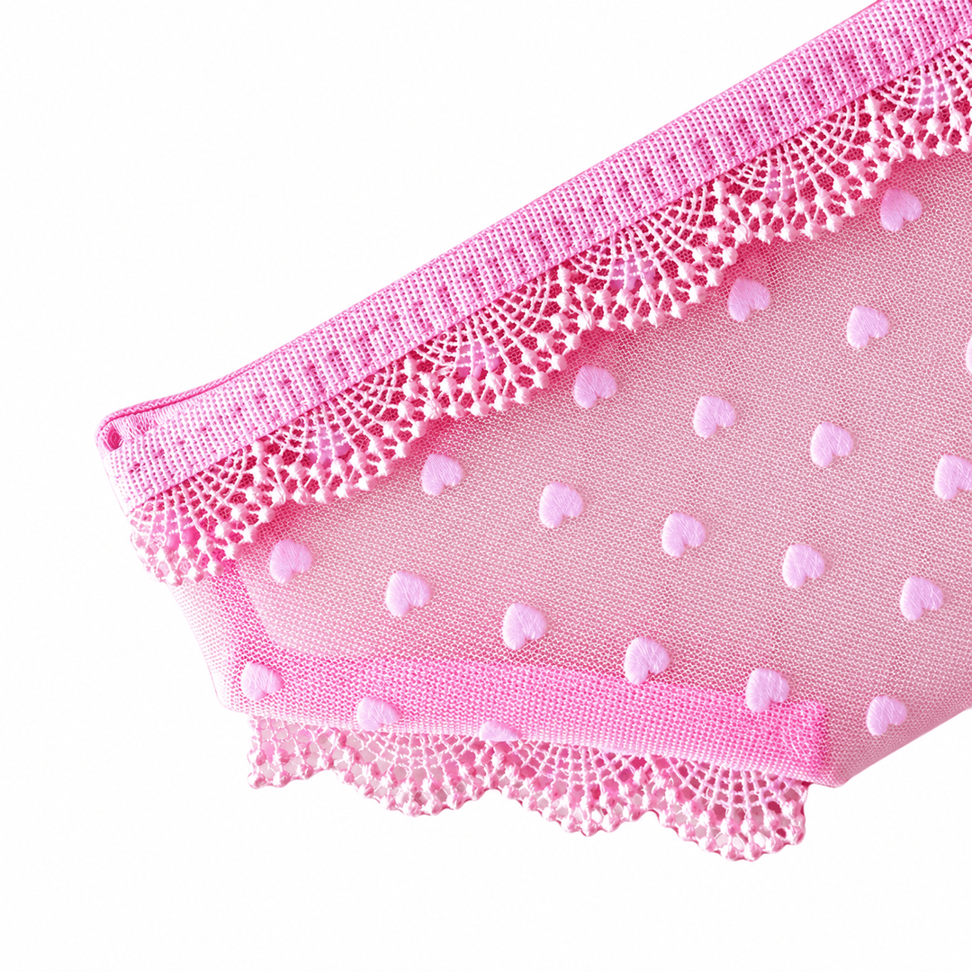 Pink Heart Mesh Triangle Pencil Pouch N6J257