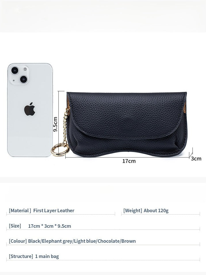Genuine Leather Portable Sunglasses Case Women N6C314