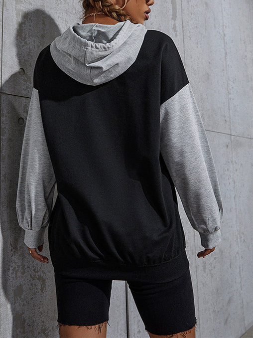 Color Block Letter Hoodie Mid Weight Dark Gray N5Z532