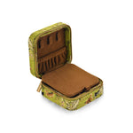 Load image into Gallery viewer, Jewelry Travel Organizer Pouch Green Gold Brocade N6E077
