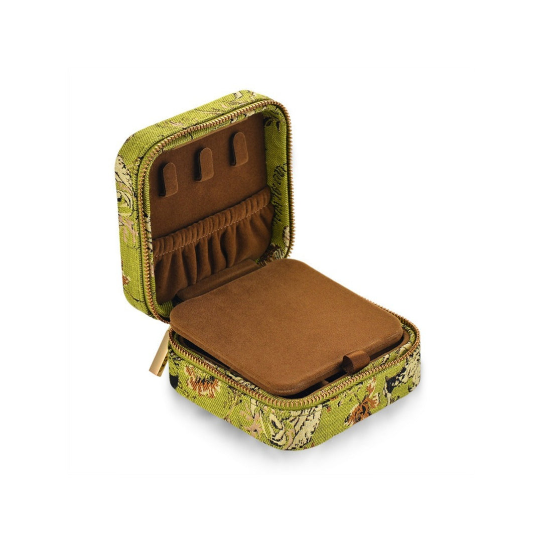 Jewelry Travel Organizer Pouch Green Gold Brocade N6E077