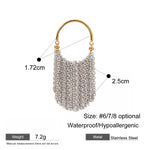 Load image into Gallery viewer, Chain Tassel Ring 18K Gold Two Tone Steel Design S5P061
