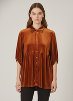 Load image into Gallery viewer, Velvet Single Breasted Mid Length Blouse Women N6B075