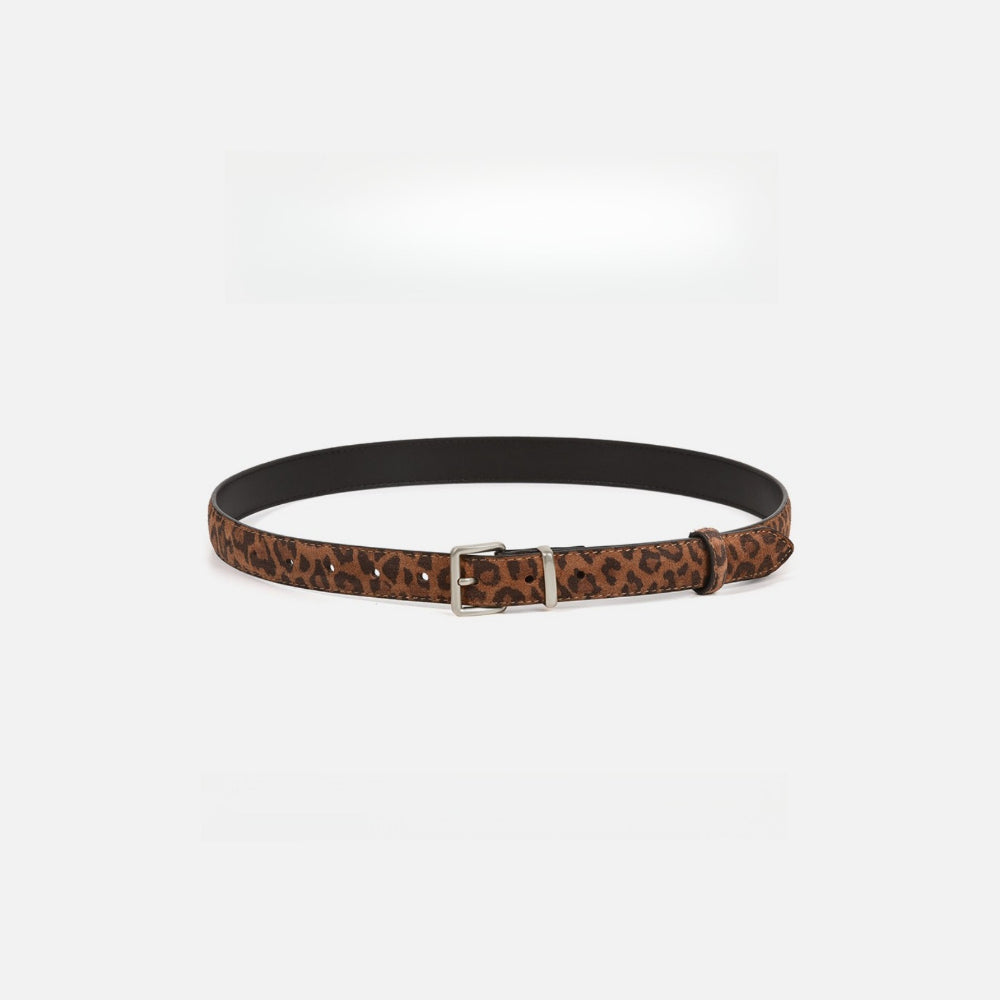 Vintage Leopard Print Genuine Leather Belt Women N6H323