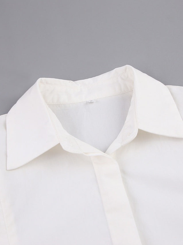 French Sharp Shoulder Slimming Shirt Women N6C136