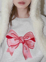 Load image into Gallery viewer, Bow Sweatshirt Long Mid Weight Light Gray N5Z801

