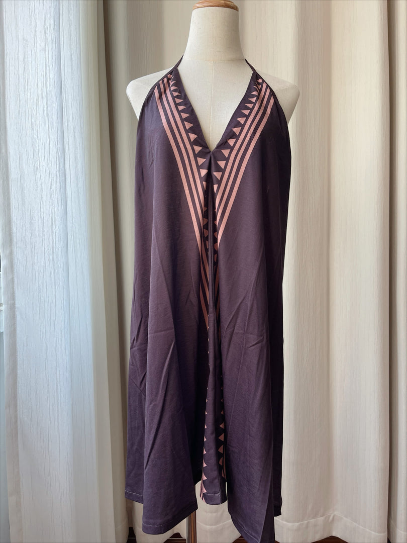 Brown Deep V Halter Backless Mini Dress Beach N6F261