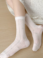 Load image into Gallery viewer, Floral Mesh Mid-Calf Socks Women N6C176
