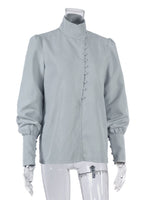 Load image into Gallery viewer, Mandarin Collar Office White Shirt Women N6C135