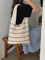 Load image into Gallery viewer, Wave Knit Tote Bag Women N6C054