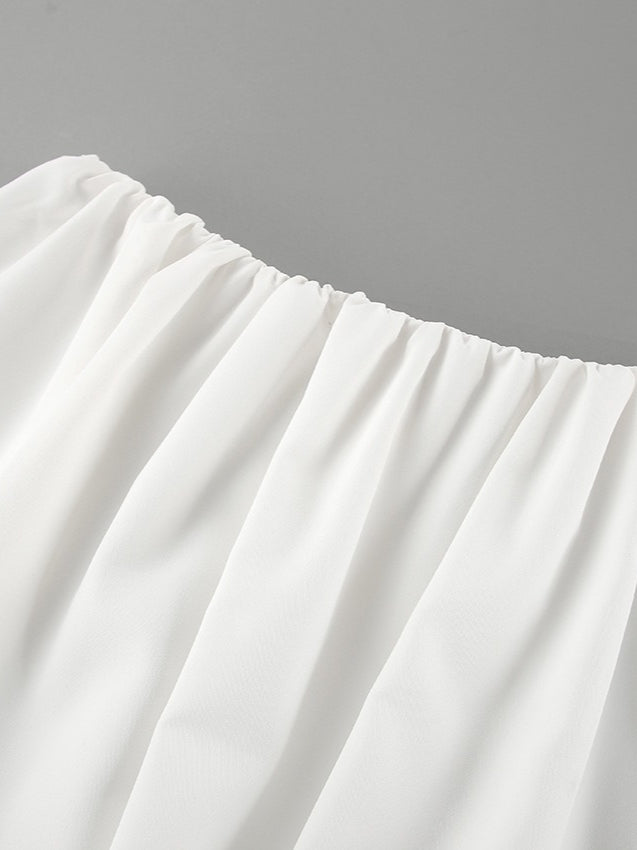 White High Waist Office Puff Skirt N6D112