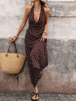 Load image into Gallery viewer, Polka Dot Halter Deep V-neck Maxi Dress Women N6C239