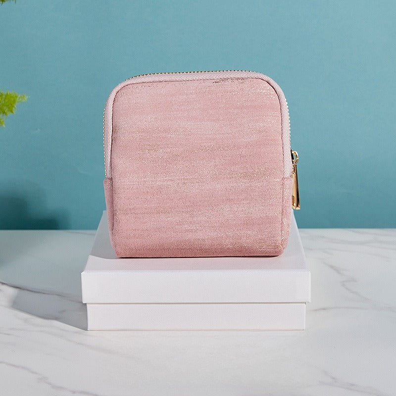 Tassel Zipper Jewelry Pouch Felt Satin Storage Case N6G106