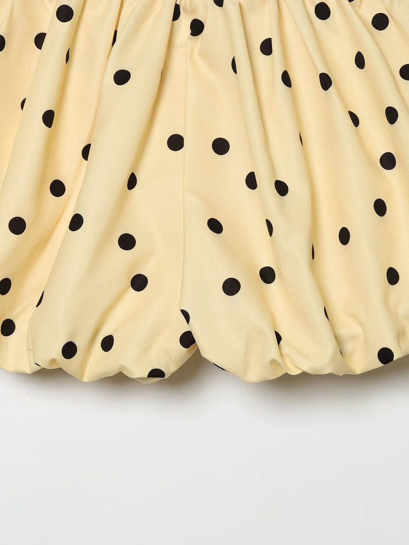 Polka Dot Balloon Jacket Shorts Set Women Casual N6F207