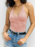 Load image into Gallery viewer, V Neck Cross Strap Ribbed Yoga Top with Bra N6F020