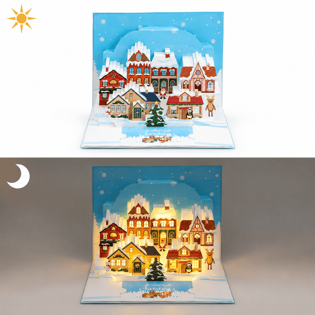 3D Musical Light Up Christmas Street Greeting Card N6K305
