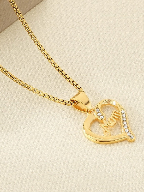 Mom Heart Cutout Pendant Necklace Women N6D519