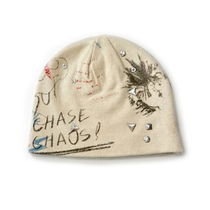 Unisex Wool Knit Rock Dog Embellished Beanie N6J111