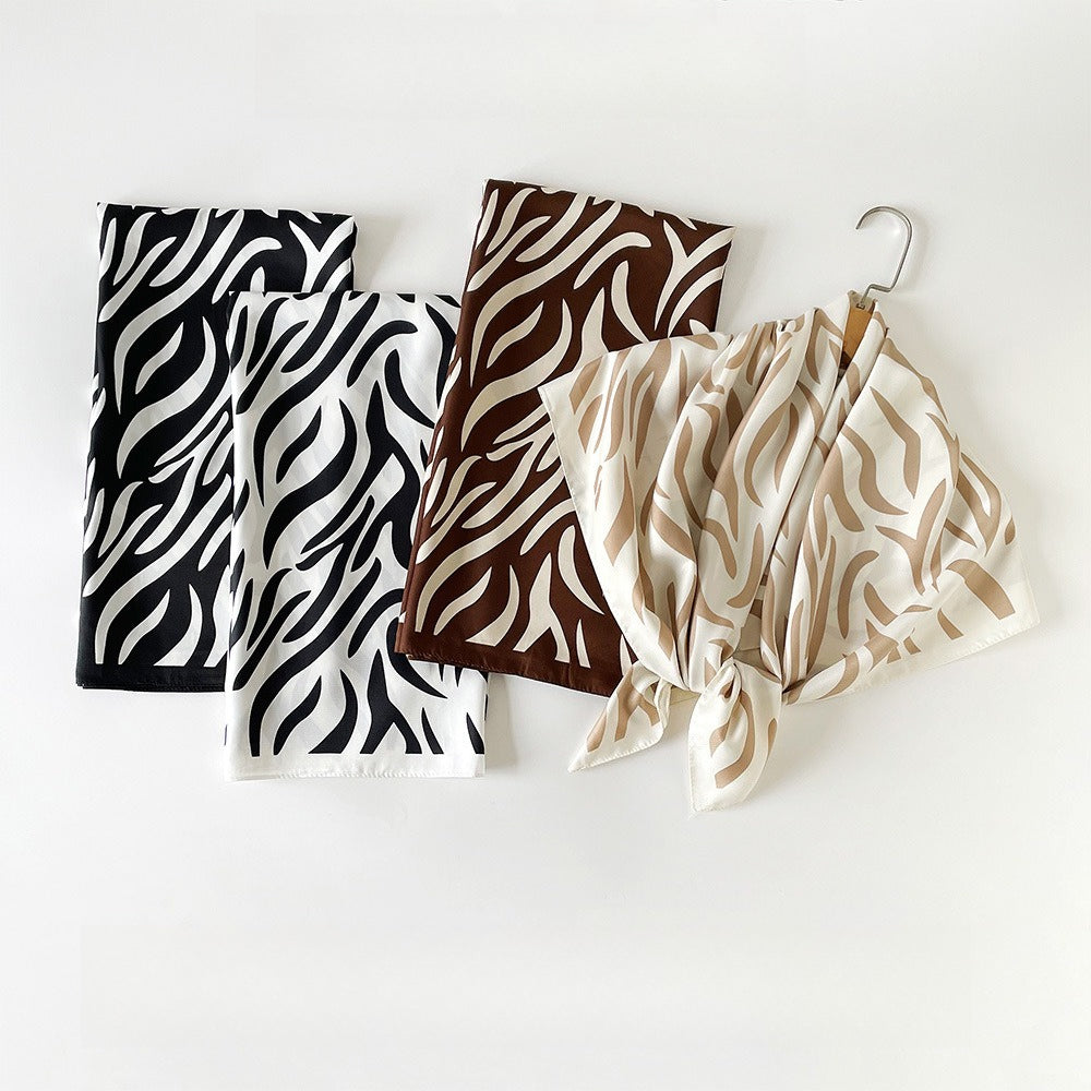 Animal Print Silk Scarf 90cm Square Lightweight Shawl N6G219