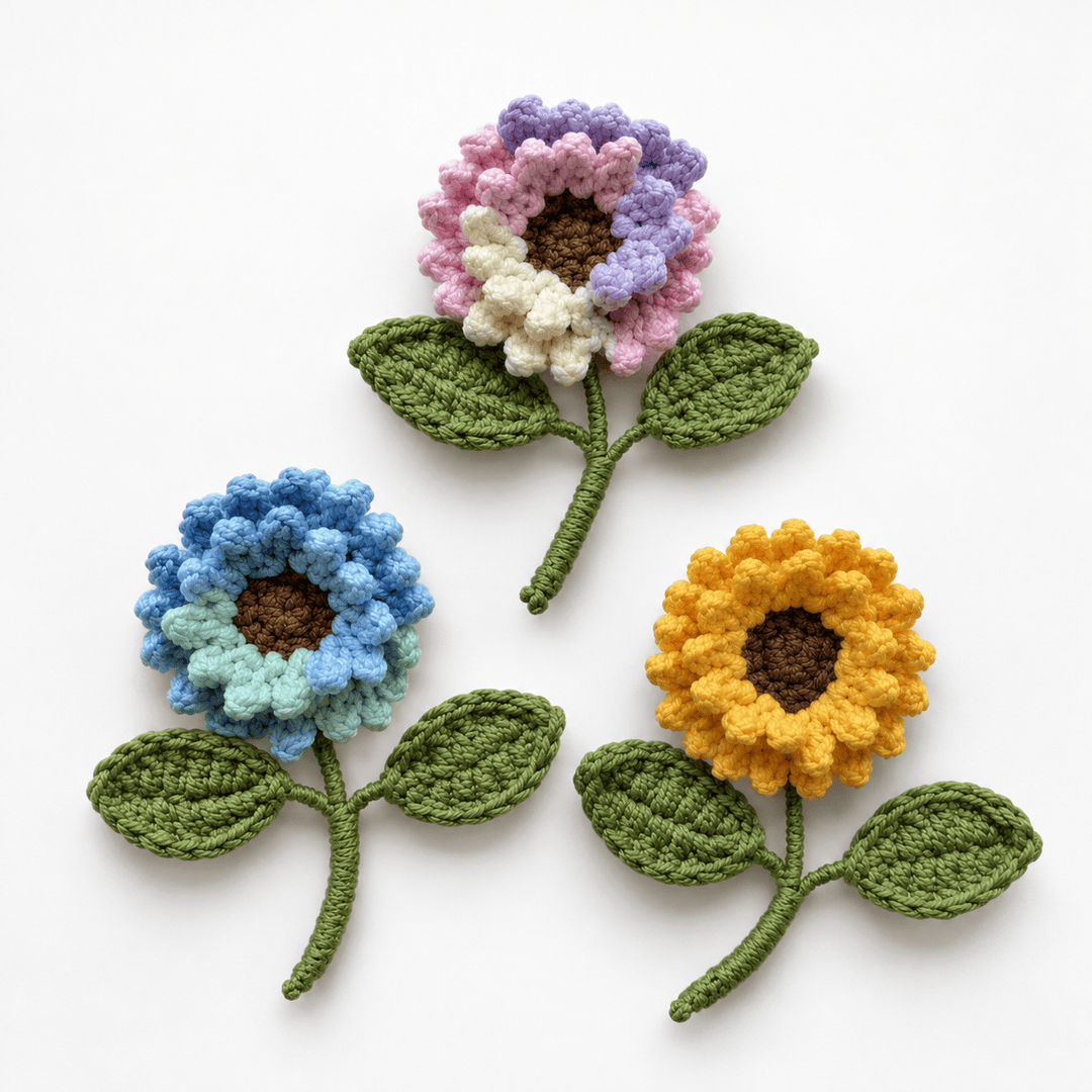 Womens Hand Crocheted Sunflower Brooch N6K309