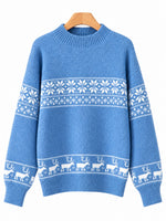 Load image into Gallery viewer, Snowflake Jacquard Half High Collar Knit Sweater N6H261