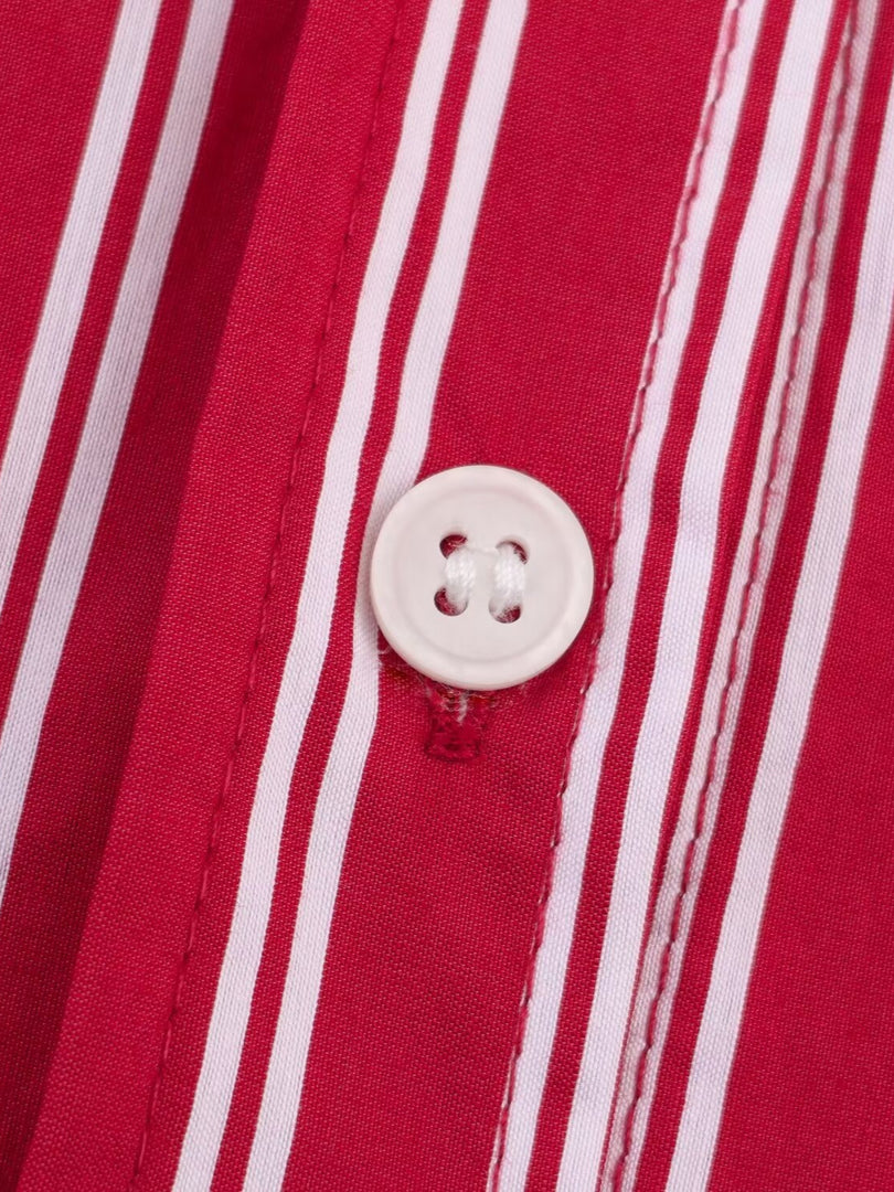 Striped Poplin Loose Shirt Women N6C099