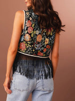 Load image into Gallery viewer, Floral Embroidery Fringe Vest Women N6D207