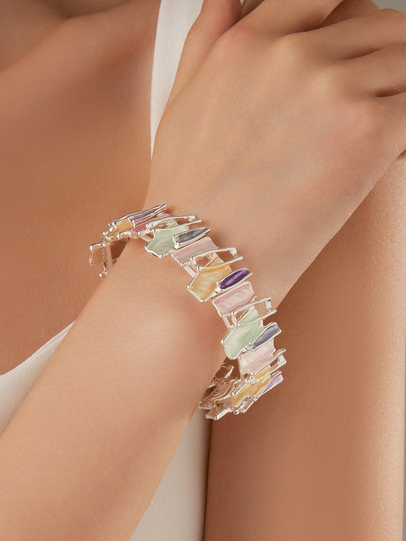 Color Drip Hand-Painted Geometric Stretch Bangle N6C213