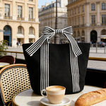 Load image into Gallery viewer, Bow Canvas Handbag Women Dark Academia Shoulder Tote N6F103