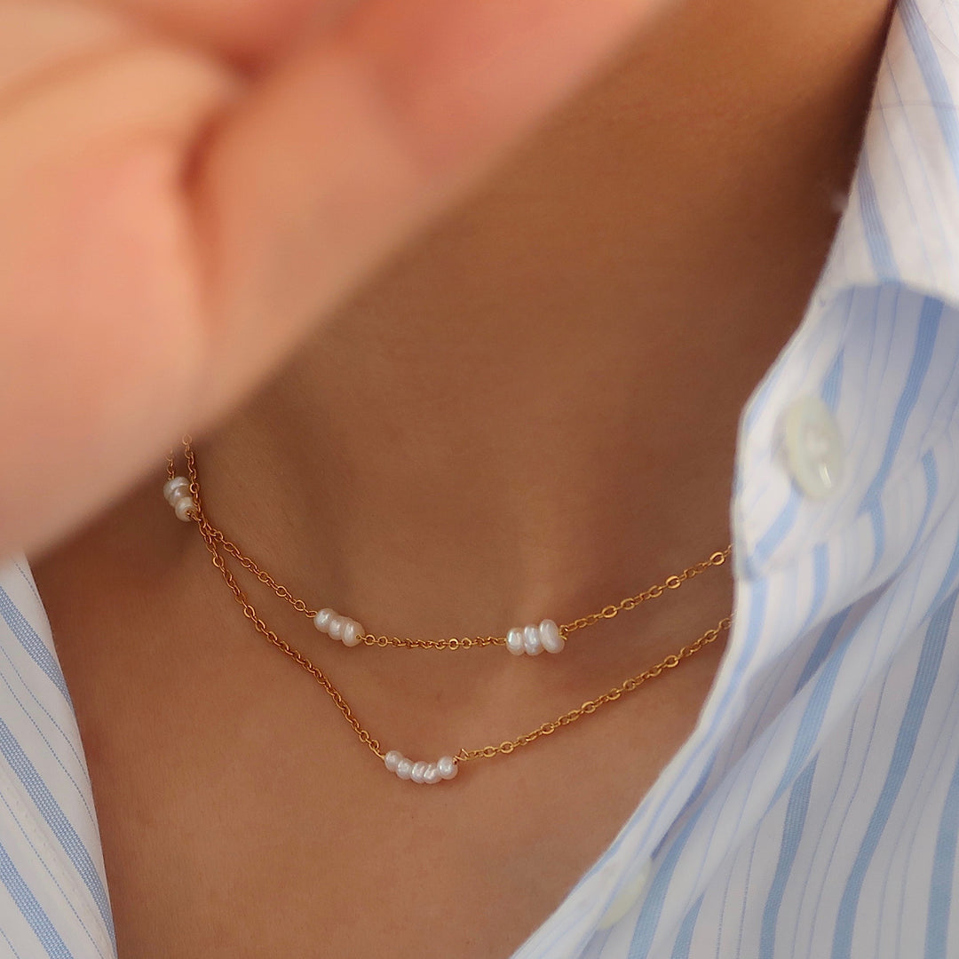 Natural Rice Pearl Minimalist Choker Necklace Women N6H173