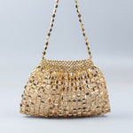 Load image into Gallery viewer, Handwoven Silver Gold Bead Large Hobo Shoulder Bag N6E021