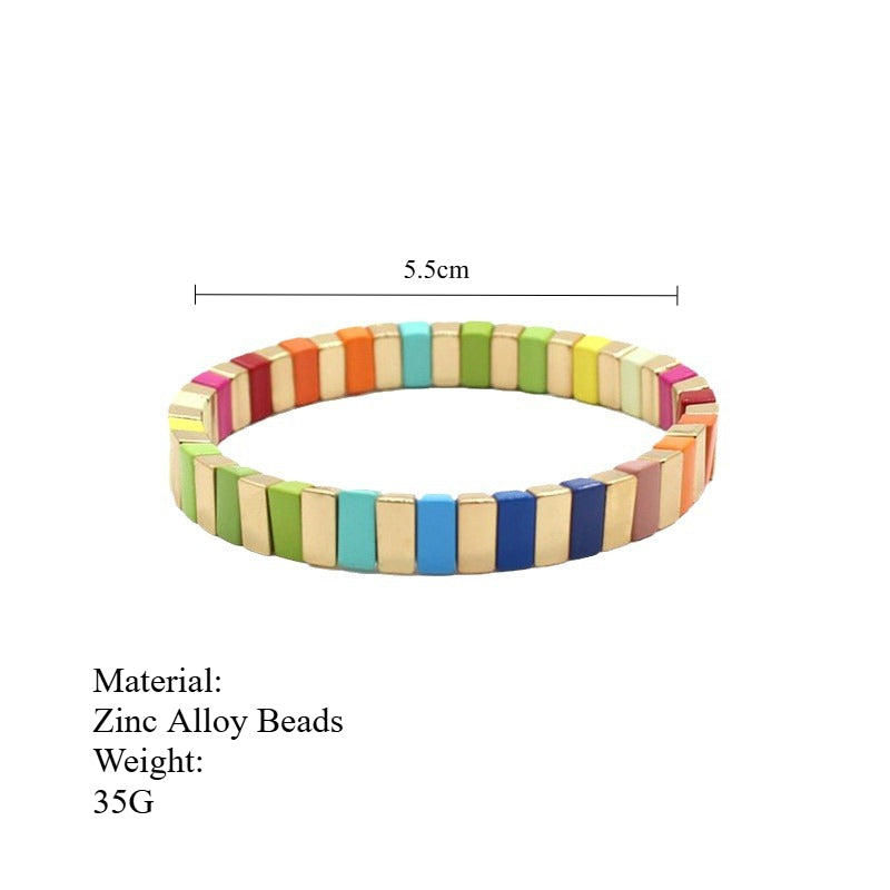 Enamel Strand Elastic Bracelet Hand-Strung Spliced  S5P265