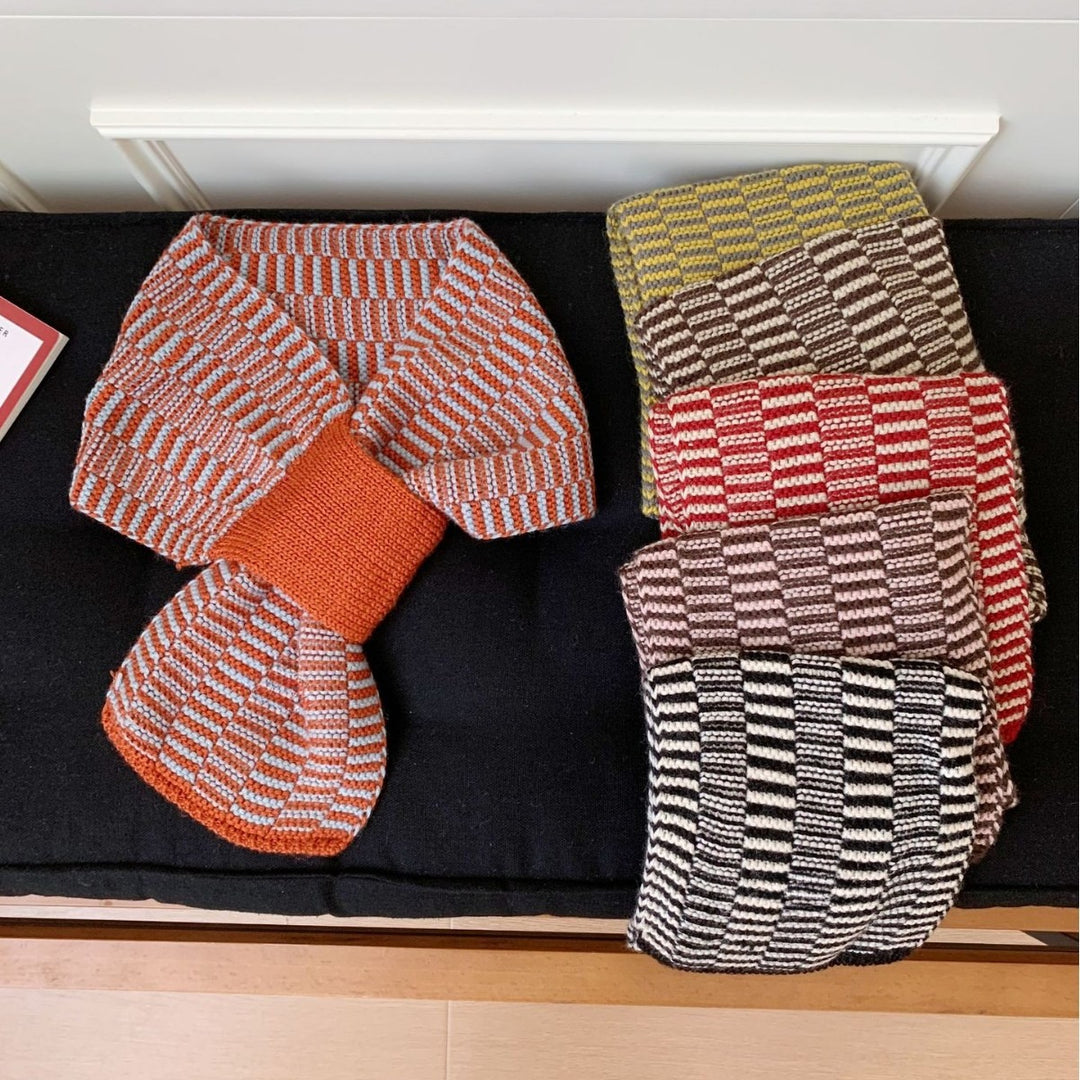Vintage Stripe Knit Scarf Women Wool Blend N6H312