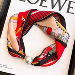 Load image into Gallery viewer, Womens Pearl Magnetic Clasp Floral Skinny Scarf N6K261