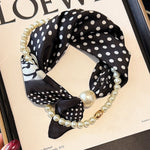 Load image into Gallery viewer, Womens Pearl Magnetic Clasp Floral Skinny Scarf N6K262