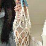 Load image into Gallery viewer, Handmade Cotton Linen Water Bottle Mesh Bag N6G086