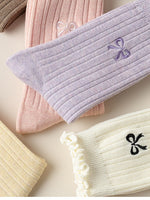 Load image into Gallery viewer, Ruffle Trim Slouch Socks Women N6C155