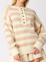 Load image into Gallery viewer, Block Stripe Knit Long Button Mid Weight Options N5Z791
