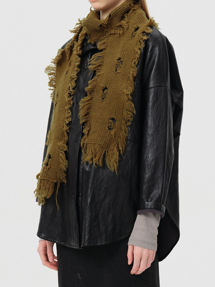 100% Wool Post-Apocalyptic Knit Scarf Women S5P673