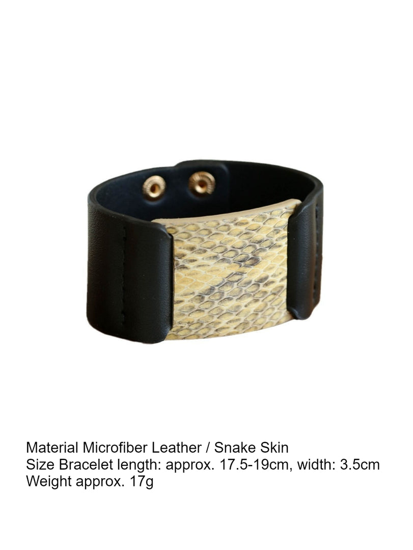 Snakeskin Color Block Wide Cuff Bracelet Women N6C003