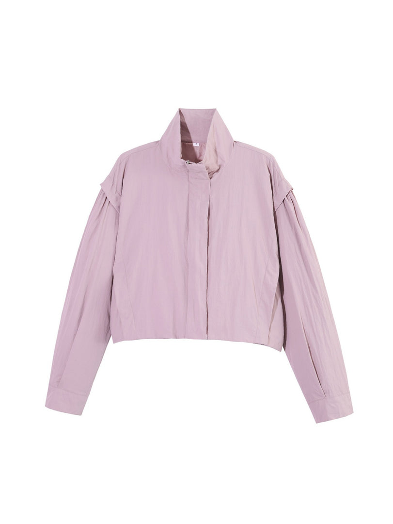 Zip Detail Long Sleeve Windbreaker Jacket Women N6D123