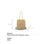 Load image into Gallery viewer, Ruffle Hem Openwork Straw Shoulder Bag with Zipper N6E055