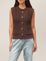 Load image into Gallery viewer, Round Neck Pocket Sleeveless Cardigan Vest Women N6H291