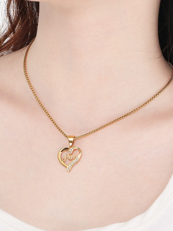 Mom Heart Cutout Pendant Necklace Women N6D519